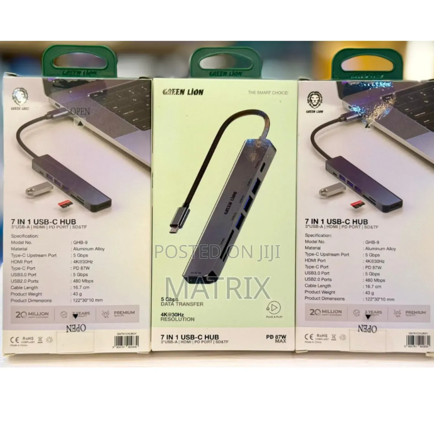 Green Lion 7in1 Usb C Hub With 87w Pd, Hdmi At 30hz And More Ports