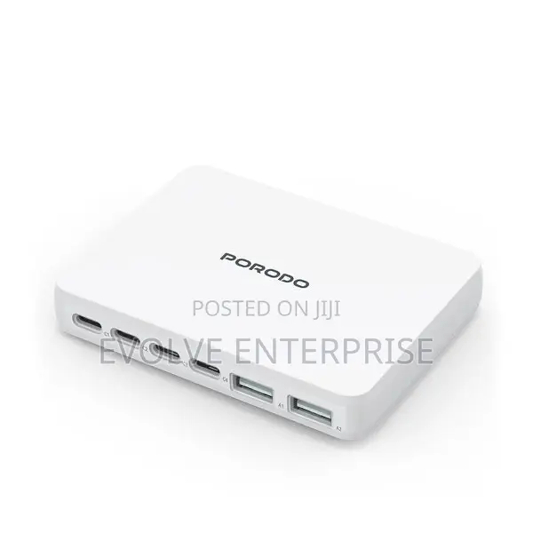 Porodo Velora 100w Gan Wall Charger Uk Plug With 4 Usb-C 2 Usb-A