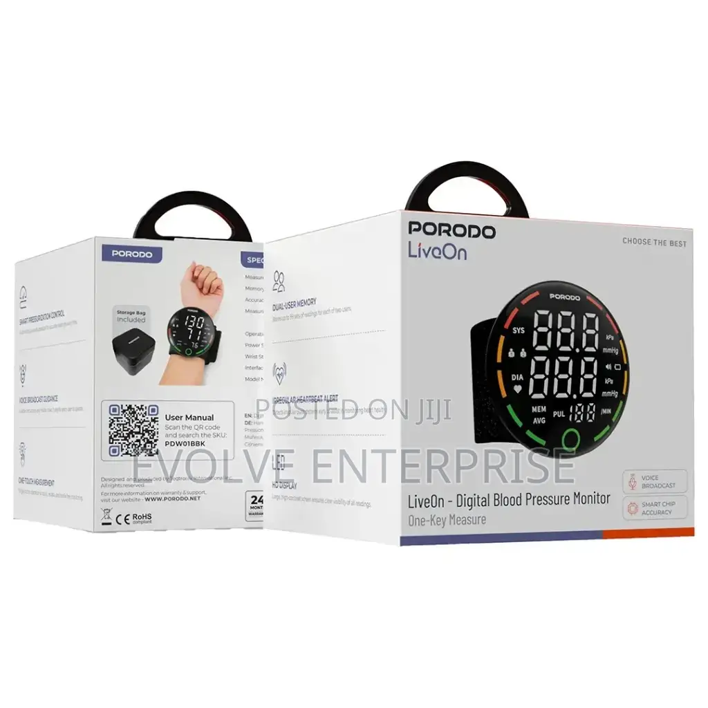 Porodo Liveon - Digital Blood Pressure Monitor With One-Key Measure