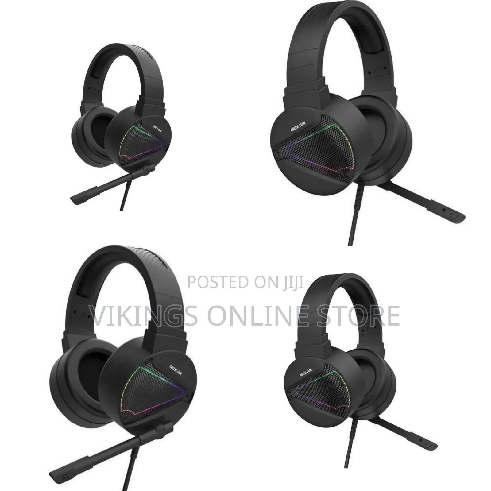 Green Lion Gaming Headset With Microphone and RGB Lighting -Multicolor