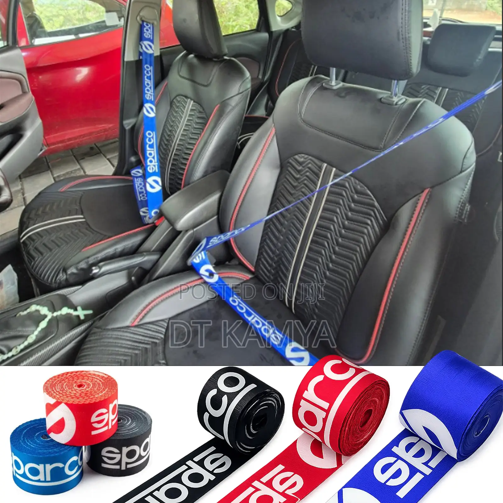 Sparco Style Car Racing Seat Belts - Seat Belt Upgrade / Color - Red