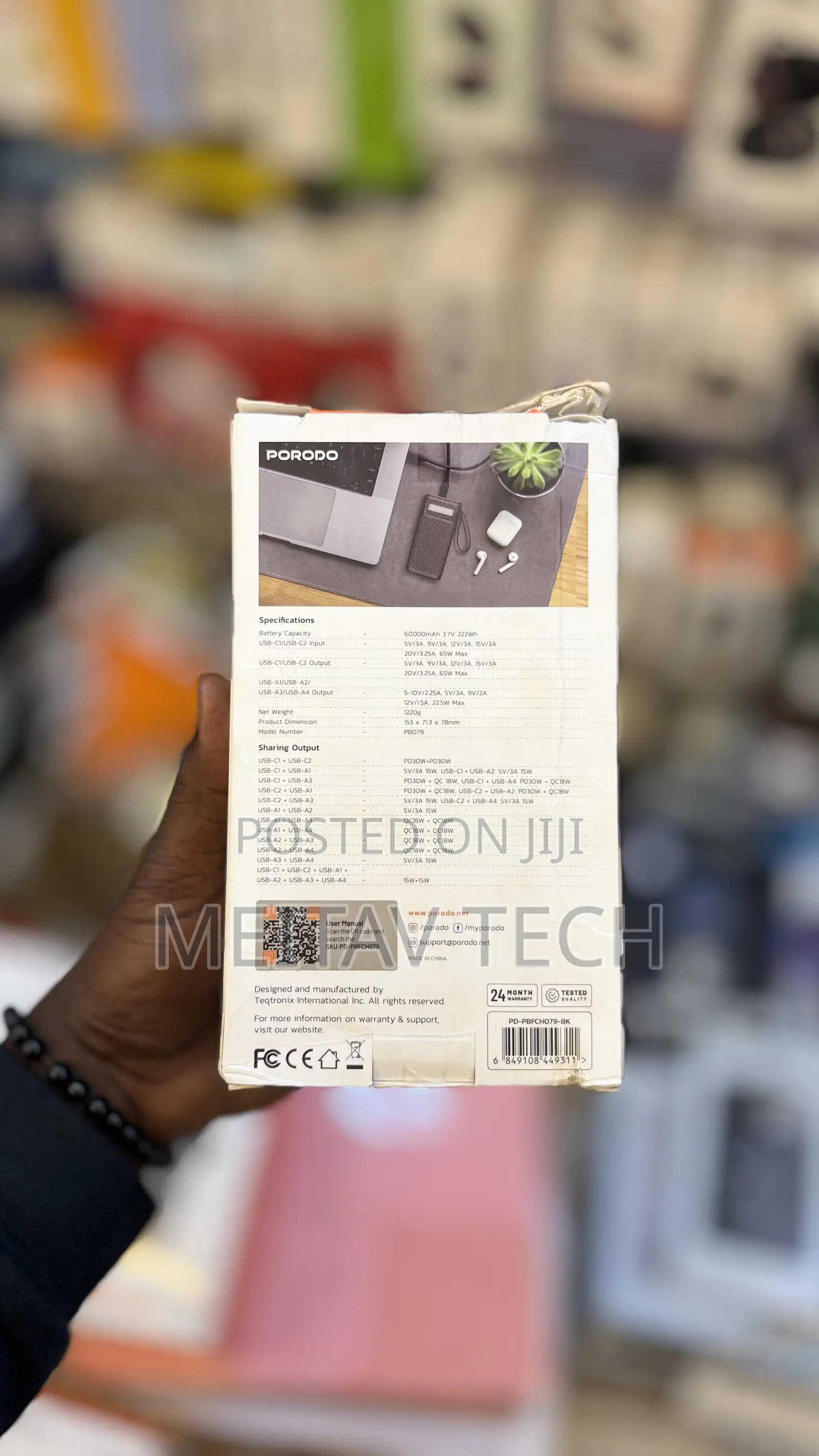 Porodo 60000mah Power Bank 65w, Laptop Power Bank