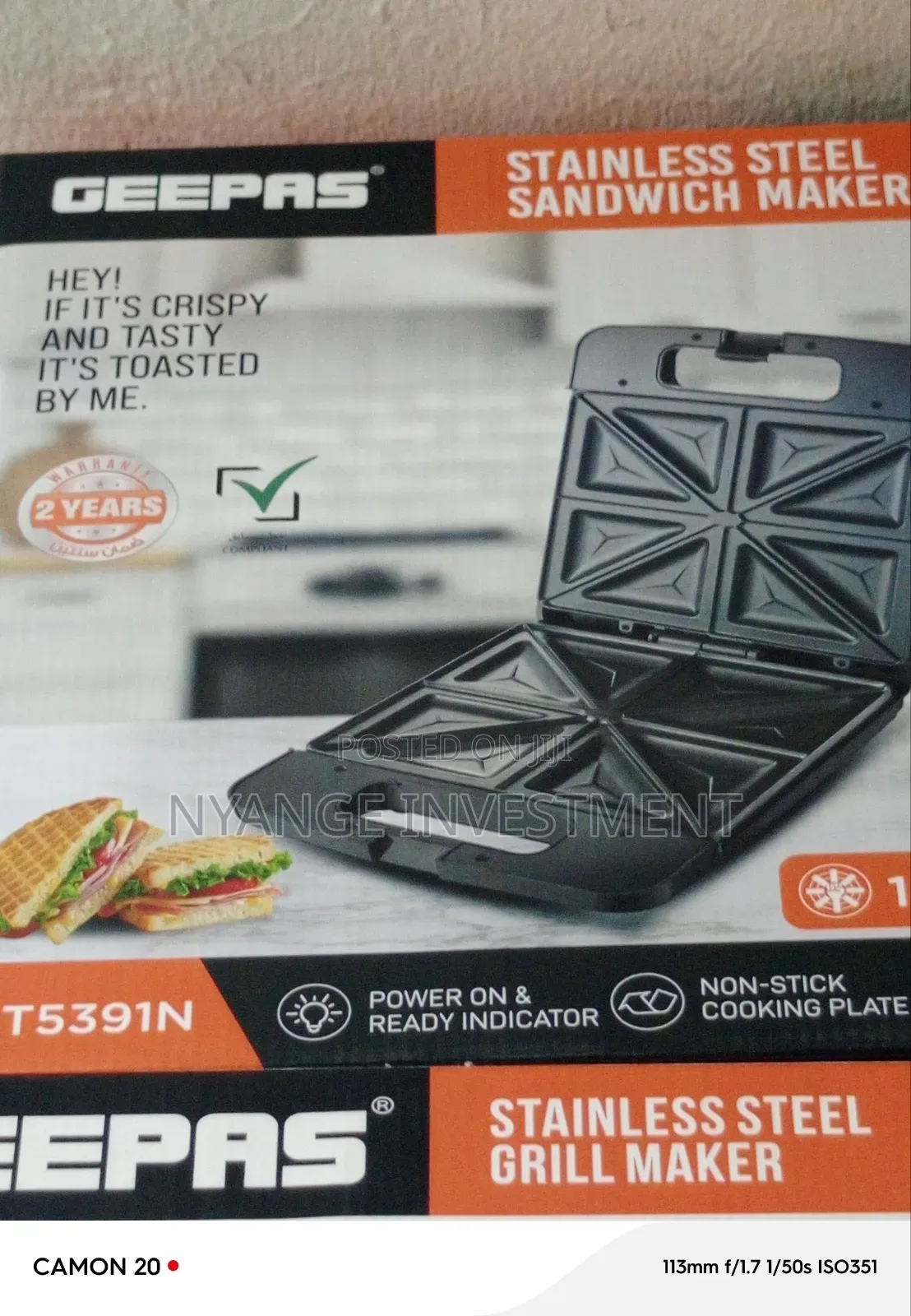 Geepas 4-Slice Stainless Steel Sandwich Maker