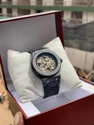 Black Hublot Skeleton Watch