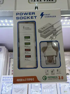 Power Socket Multi-Plug Extensiin With 4 Usb Ports 2 Type-C Ports