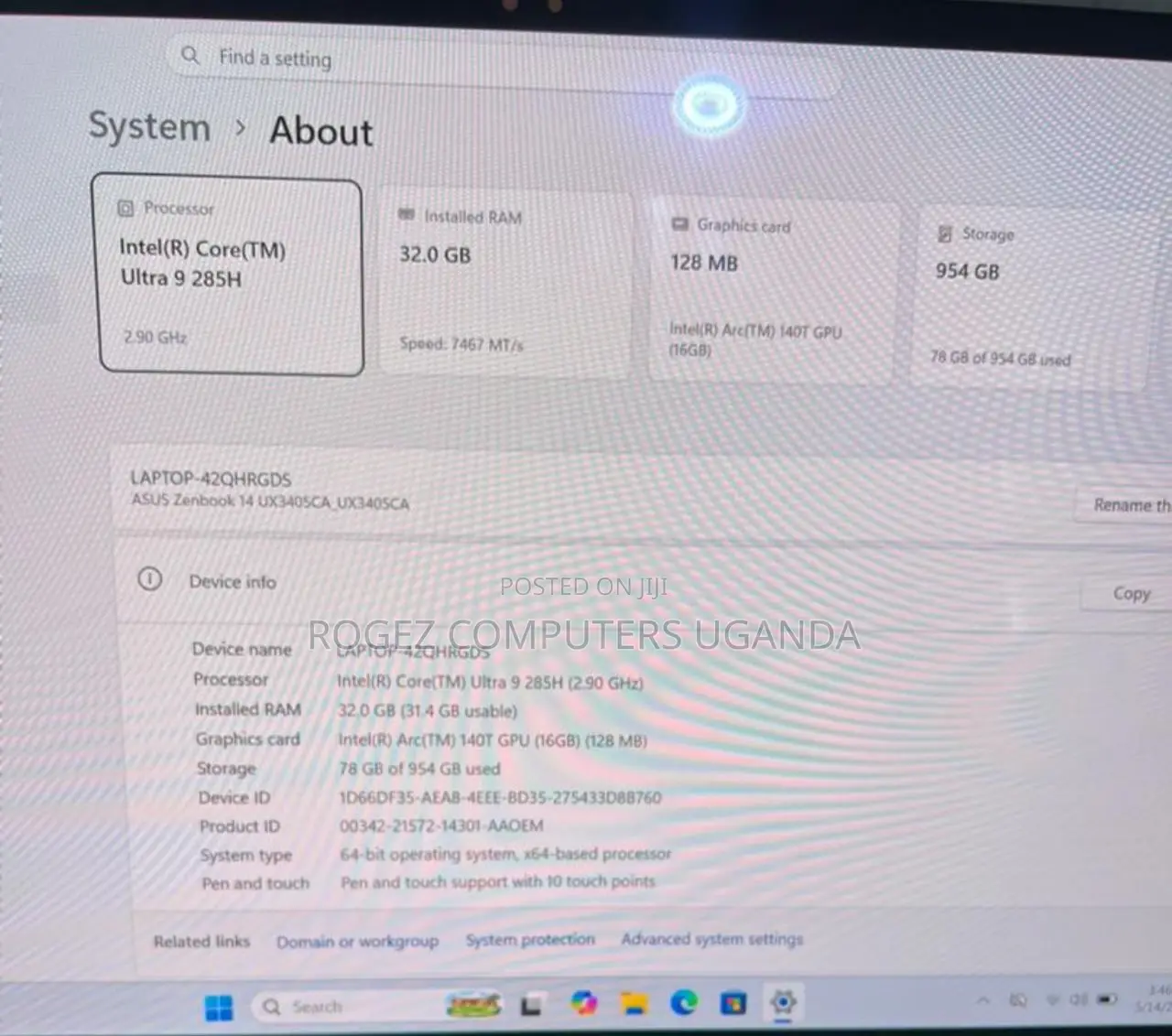 New Laptop Asus Zenbook 14 UX434 32GB Intel Core Ultra 9 SSD 1T