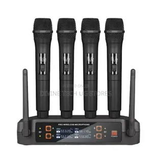 Professional 4 Channel VHF Wireless Dual Microphone Cordless Handheld