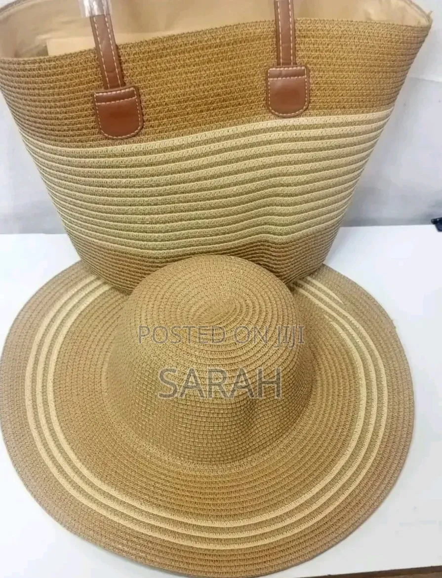 Beige Straw Beach Hat Bag