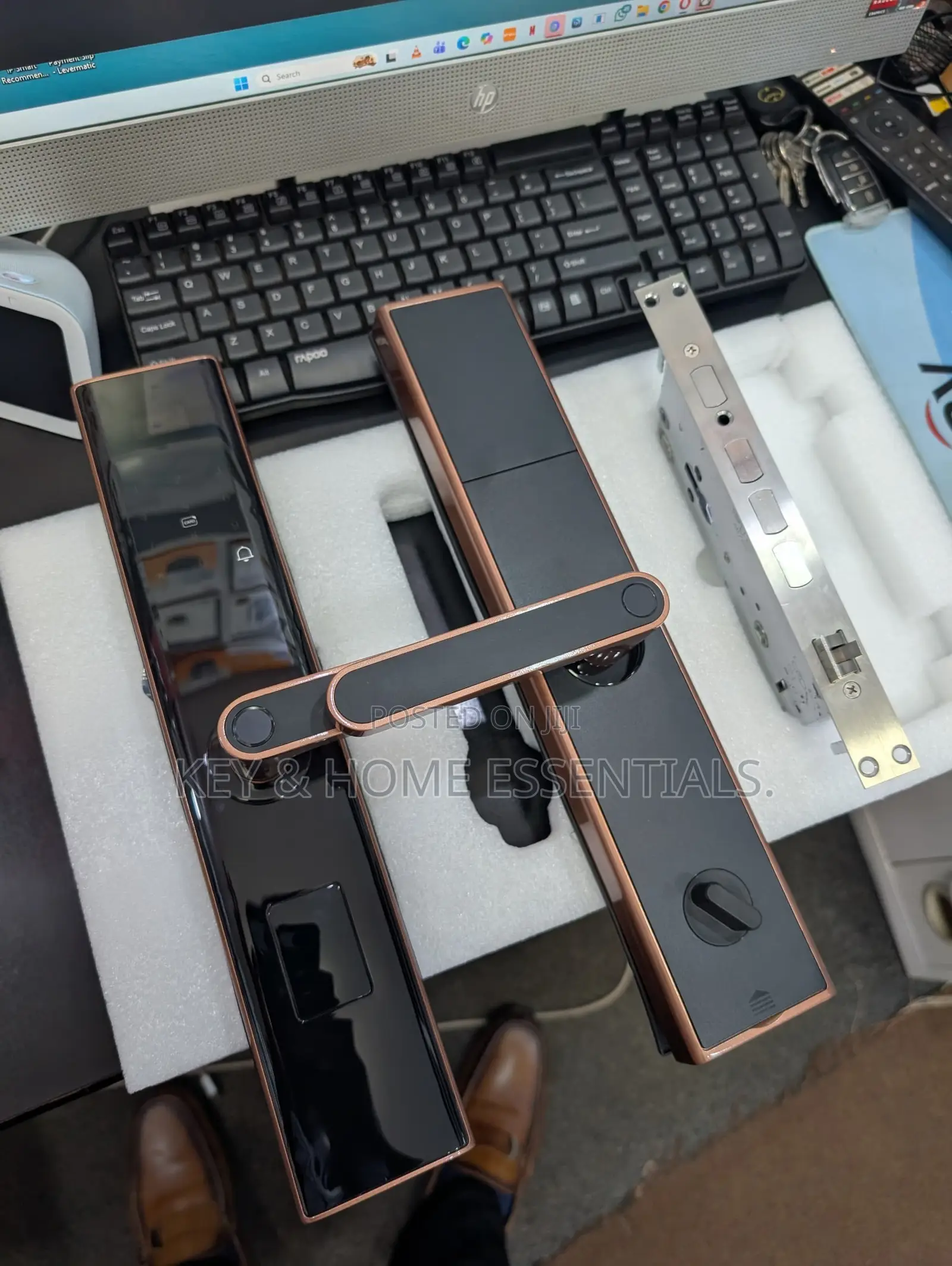 Luxury Biometric Smart Door Lock - Rose Gold Black