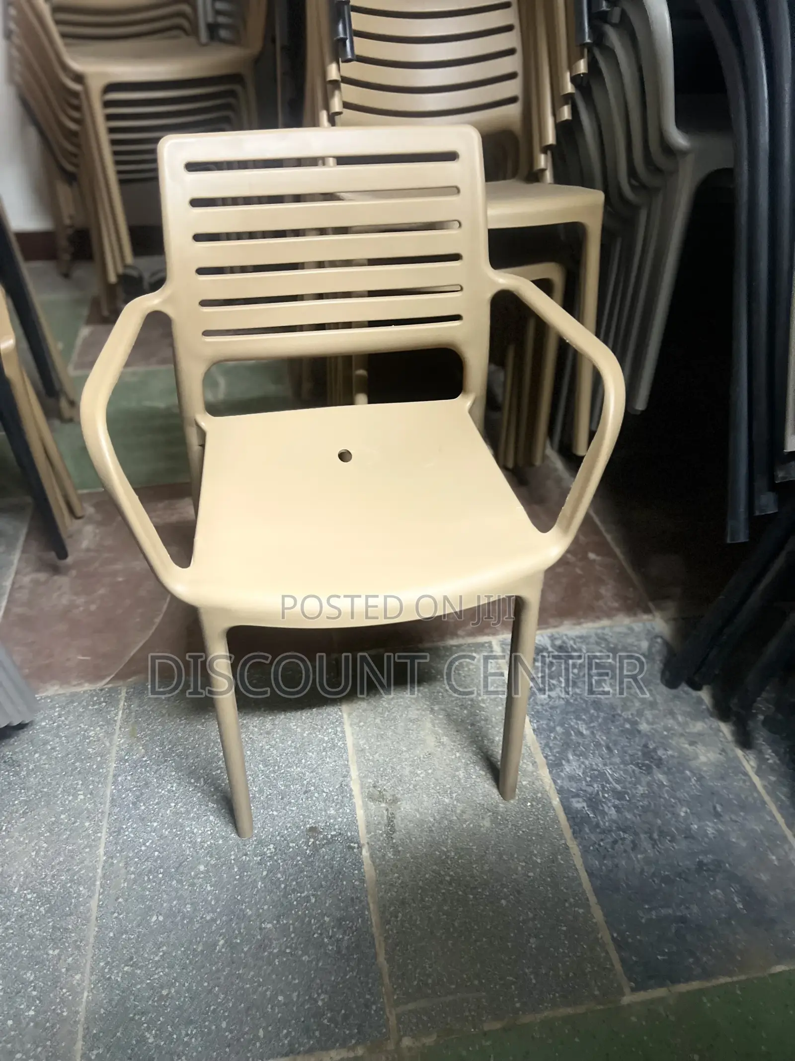 Plastic Chair Fixed Grey and Brown