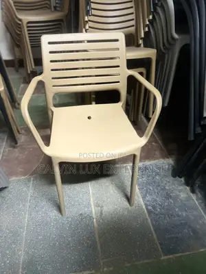 Plastic Chair Fixed Grey and Brown