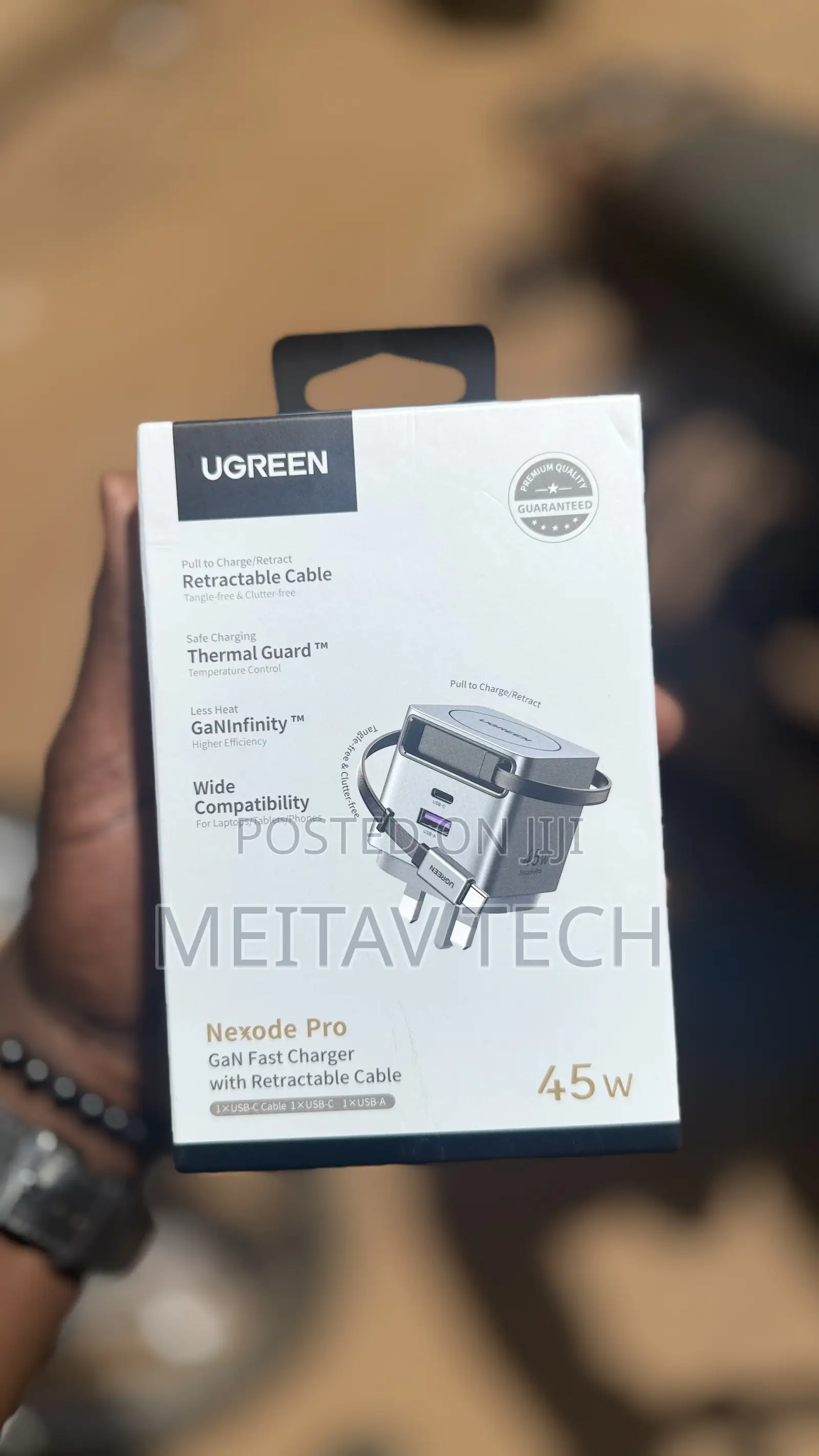 Ugreen Nexode Pro Gan Fast Charger With Retractable Cable