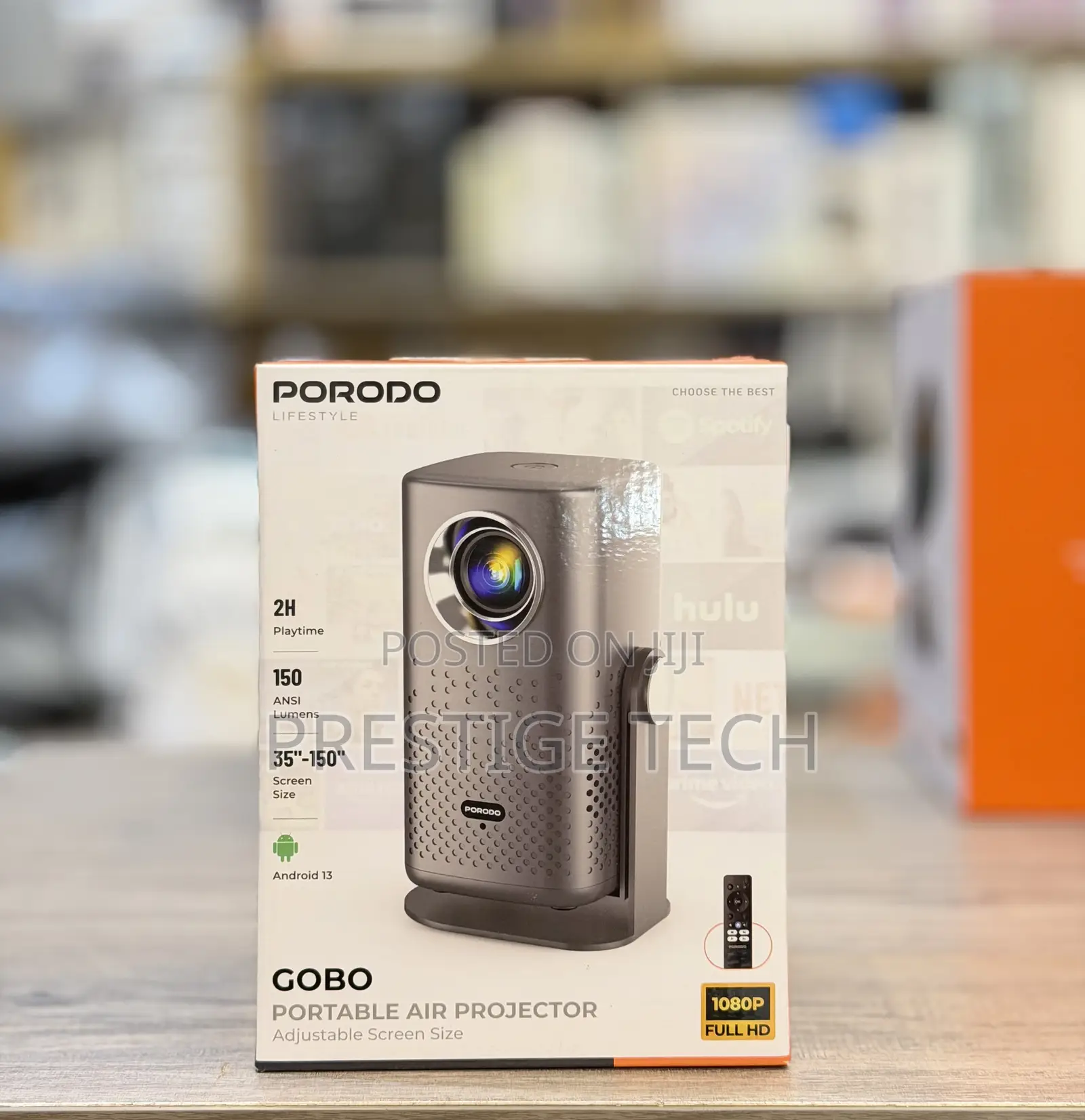 Porodo Gobo Portable Air Projector, Rechargeable Projector
