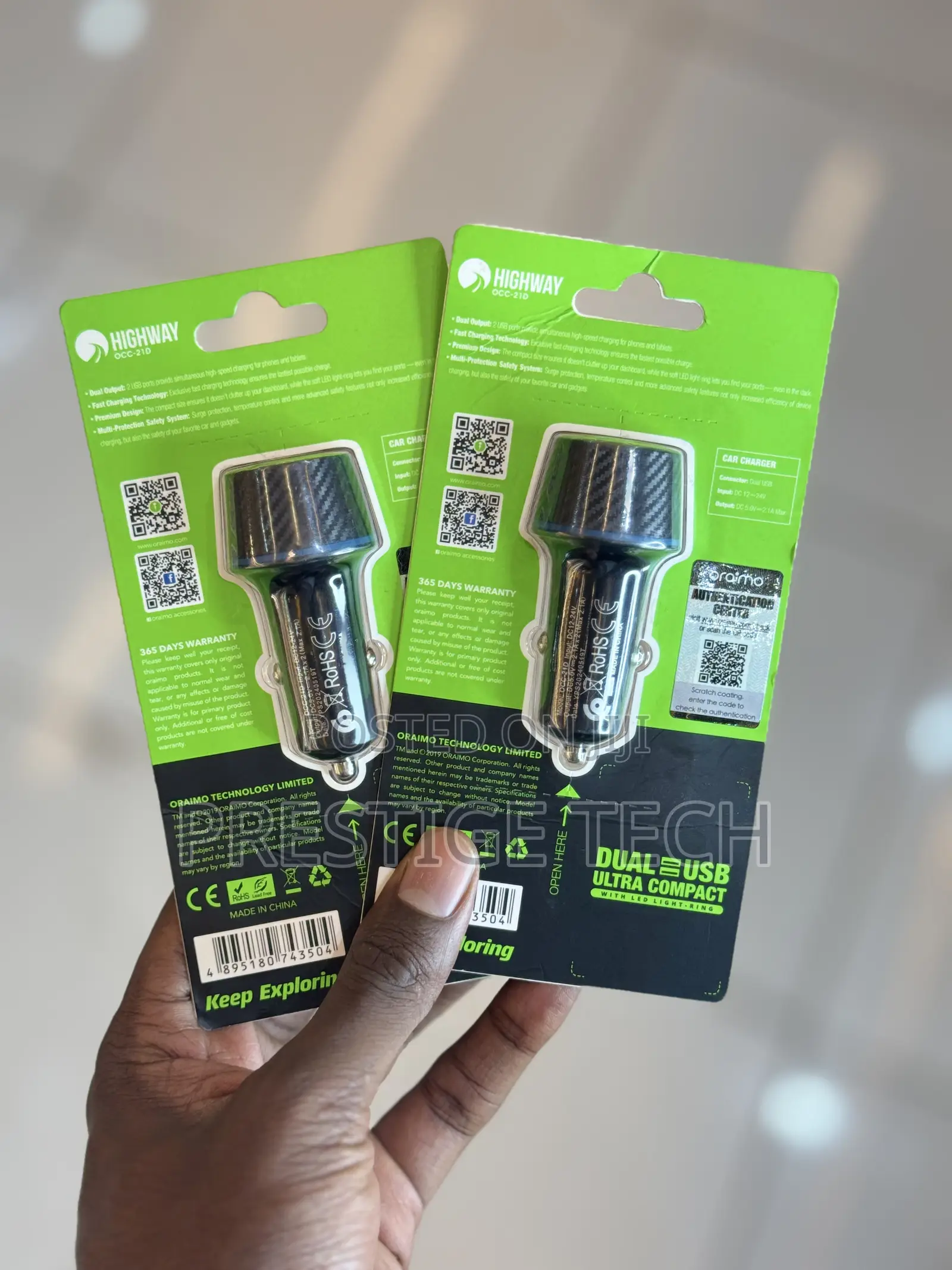 Oraimo Dual Usb Car Charger Led Light