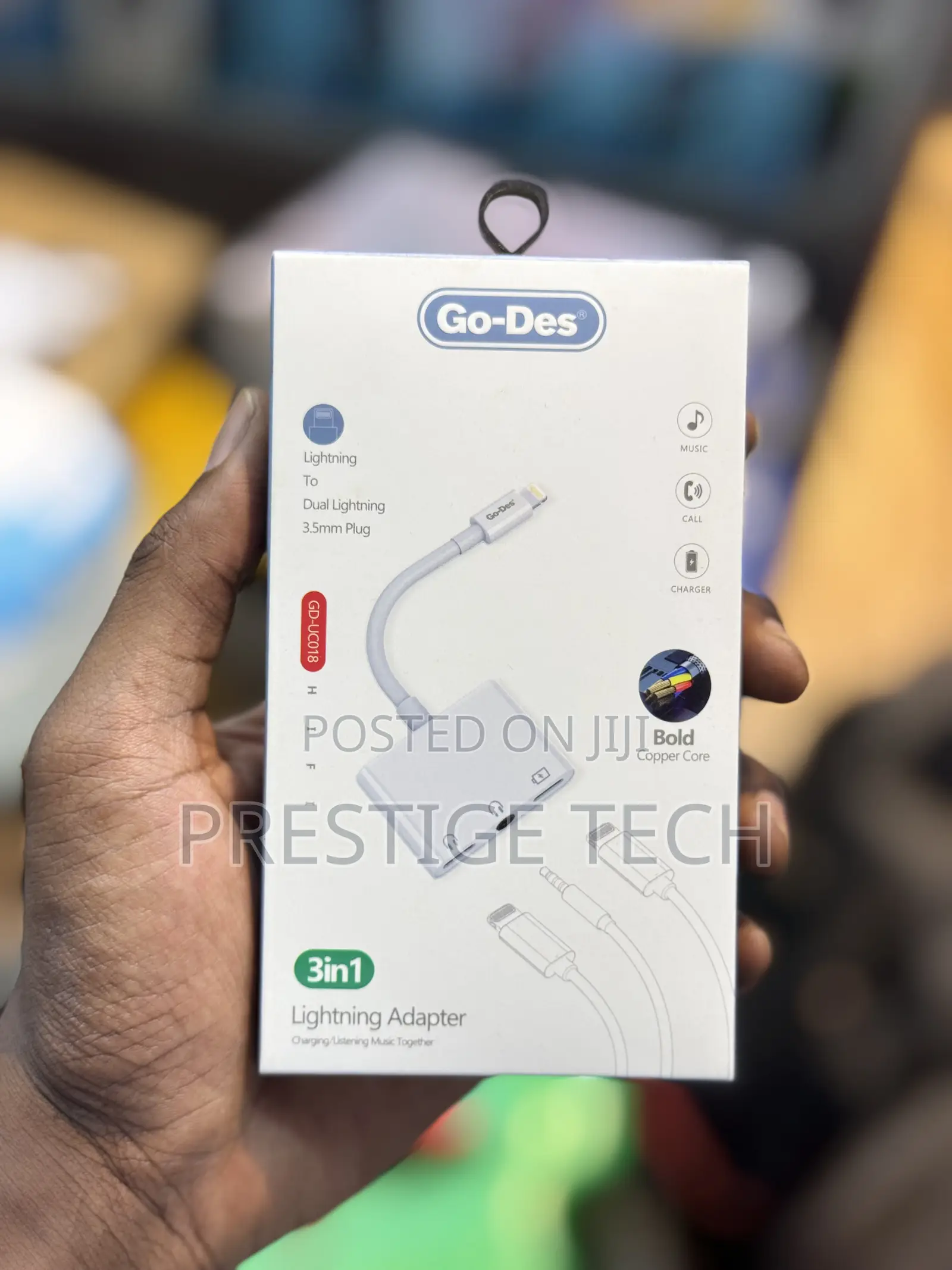 Go Des 3in1 Lightning Adapter iPhone Adapter to Audio 3.5mm