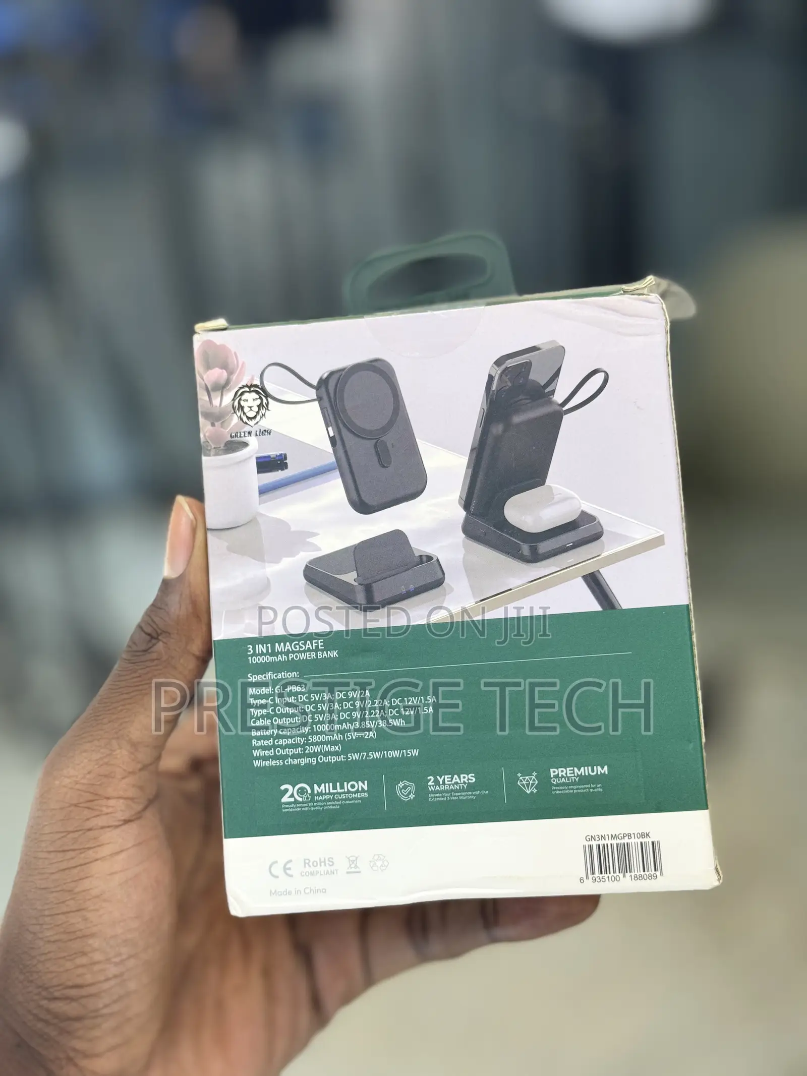 Green Lion 3in1 Magsafe Power Bank 10000mah Wireless Charger 20w