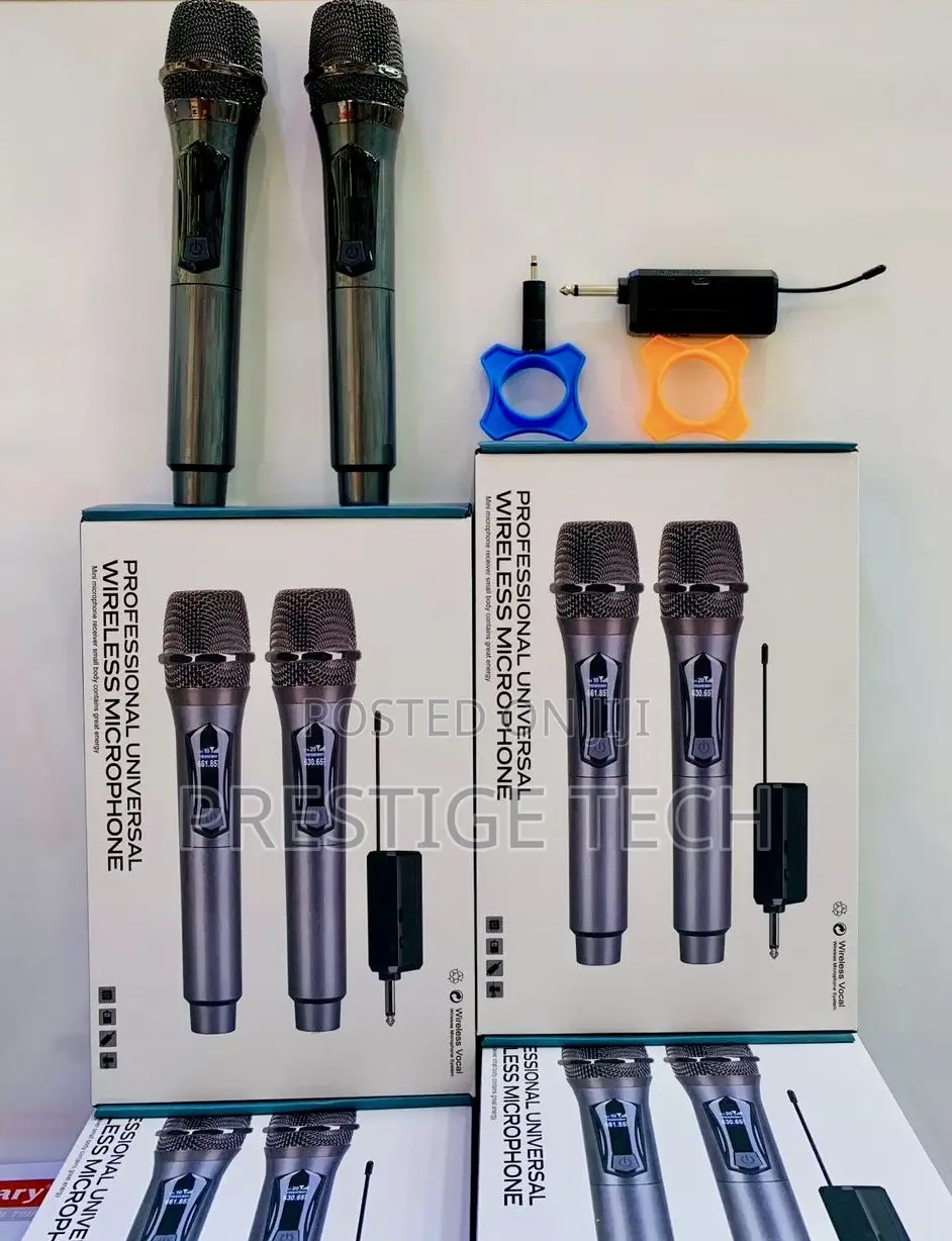 Professional Dual Universal Wireless Microphones (Pair) With Receiver