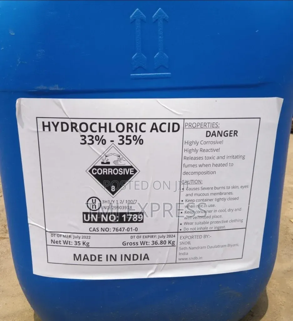 Conc. Hydrochloric Acid 33% Per 40 KGS