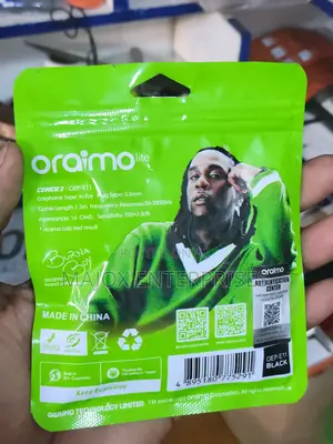 Oraimo Wired High Quality Lasting Earphones-Black./Green/White
