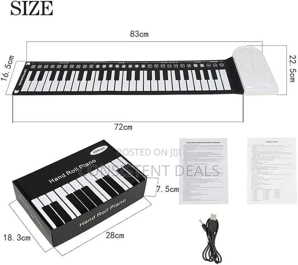 Portable Roll-Up Piano 49 Keys