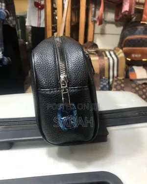 Black Pebbled Leather Unisex Clutch Bag
