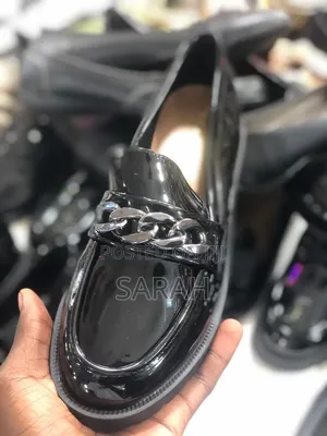 Black Faux Patent Leather Loafers