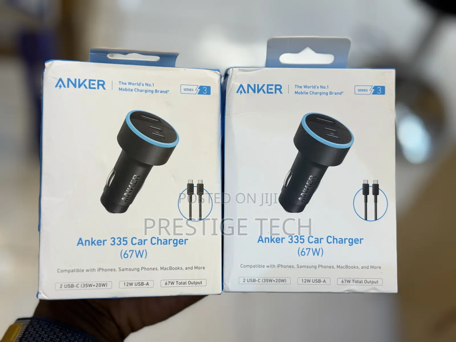 Anker 335 Car Charger 67w With Usb C Cable, 3 Ports