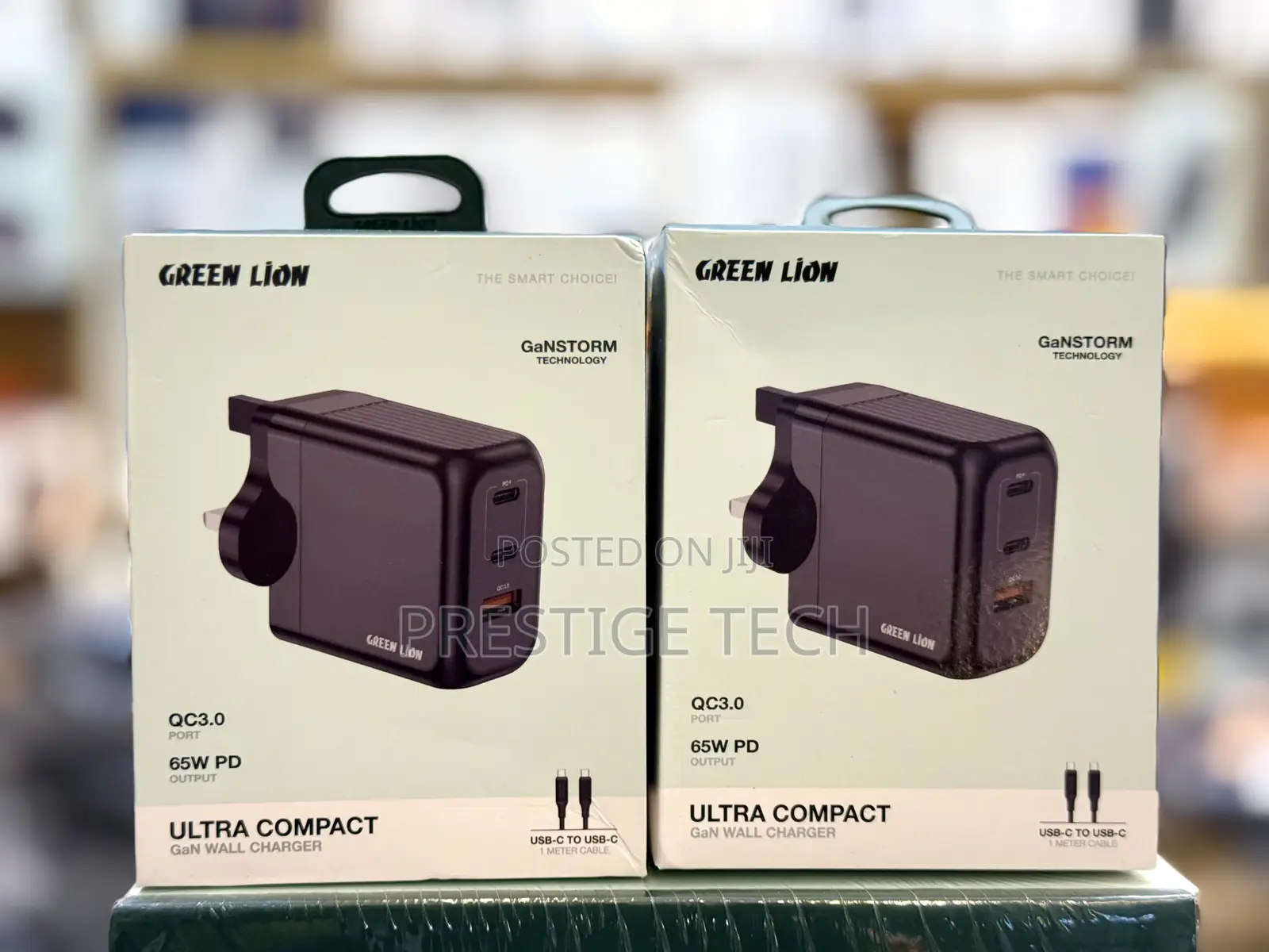 Green Lion Ultra Compact 65w Gan Wall Charger With Type C Cable