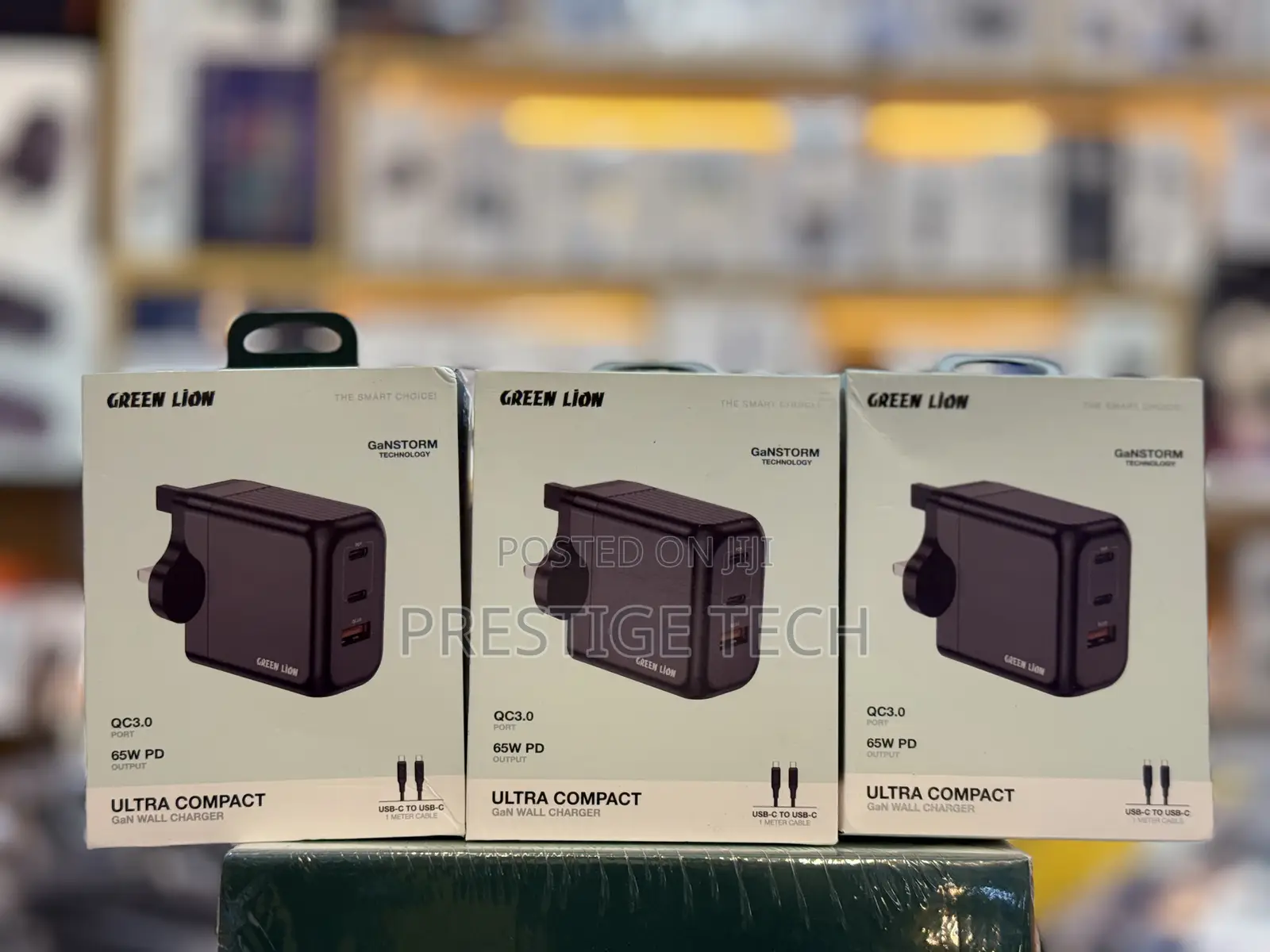 Green Lion Ultra Compact 65w Gan Wall Charger With Type C Cable