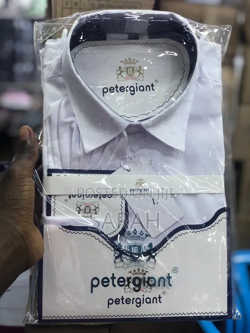 Peter Giant Branded White Long-Sleeve Cotton Shirt and Pinky Shirt