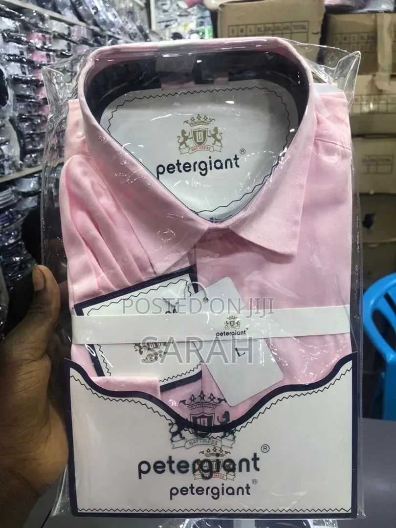 Peter Giant Branded White Long-Sleeve Cotton Shirt and Pinky Shirt
