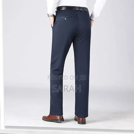 Navy Blue, Straight-Leg Men's Dress Trousers