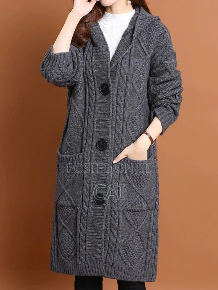 Women's Open-Front Long Cable Knit Cardigans