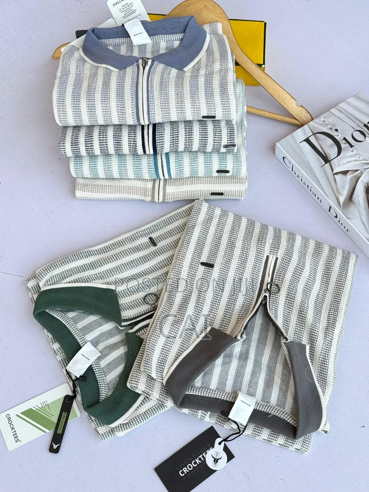Crockter Brand Striped Knit Tpolo Shirts