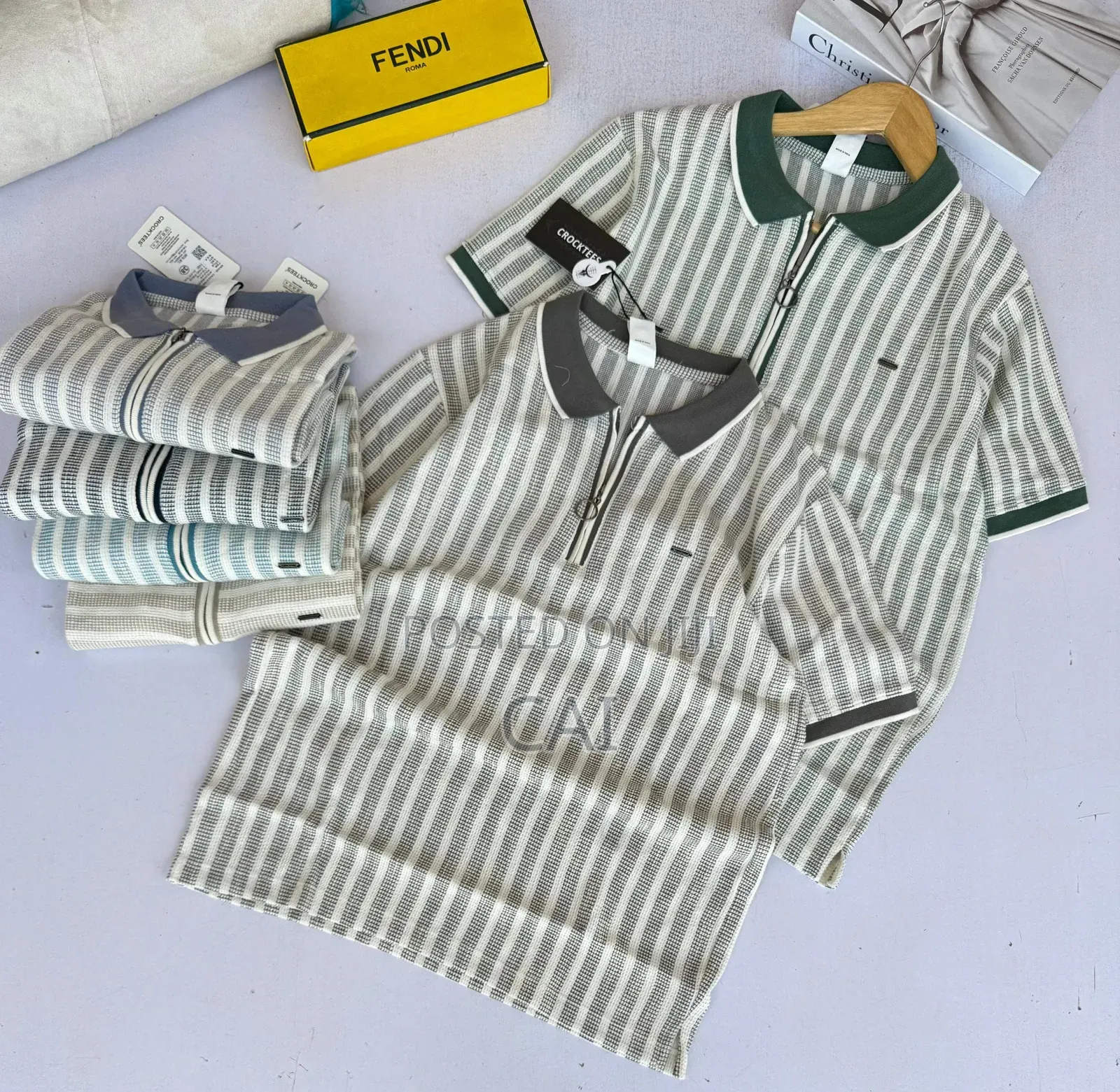 Crockter Brand Striped Knit Tpolo Shirts