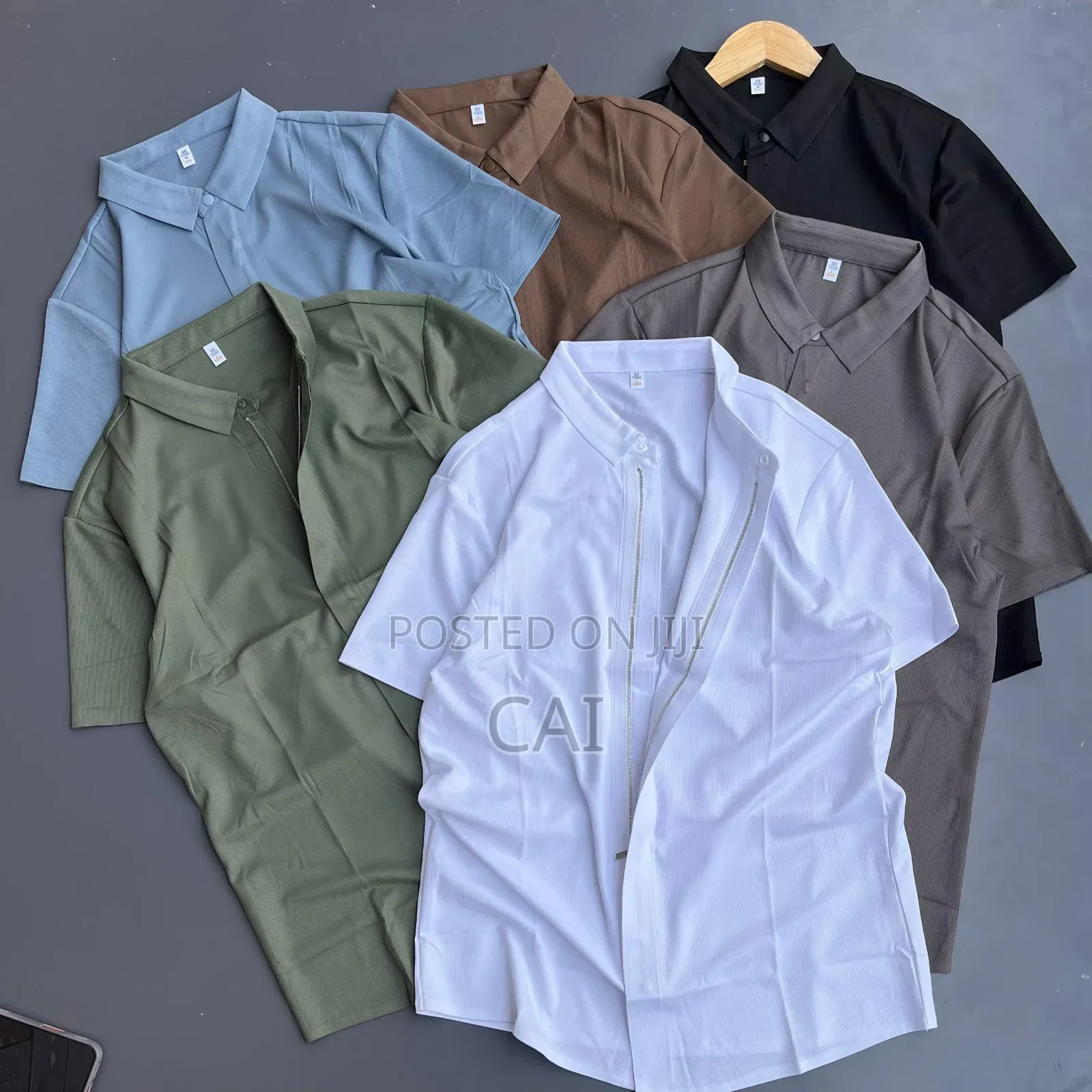 Men's Short-Sleeve Zipper Shirts