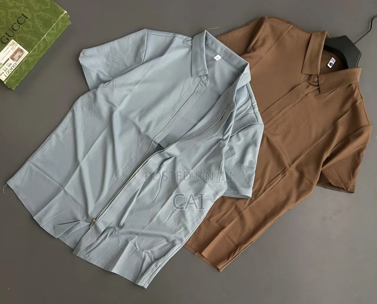 Men's Short-Sleeve Zipper Shirts