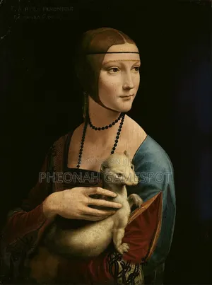 Lady With an Ermine Painting by Leonardo Da Vinci. Ugandan Duplicate