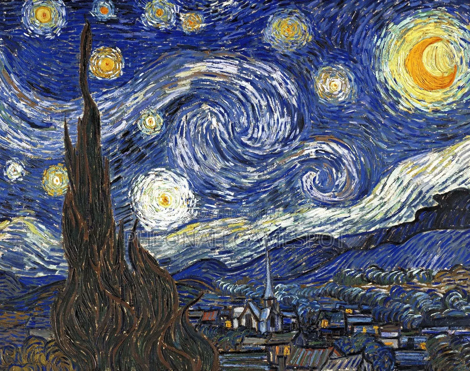 Replica of the Starry Night Painting by Vincent Van Gogh.