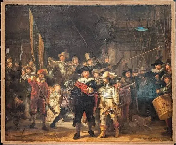 Replica of the Night Watch Painting by Rembrandt . Ugandan Duplicate