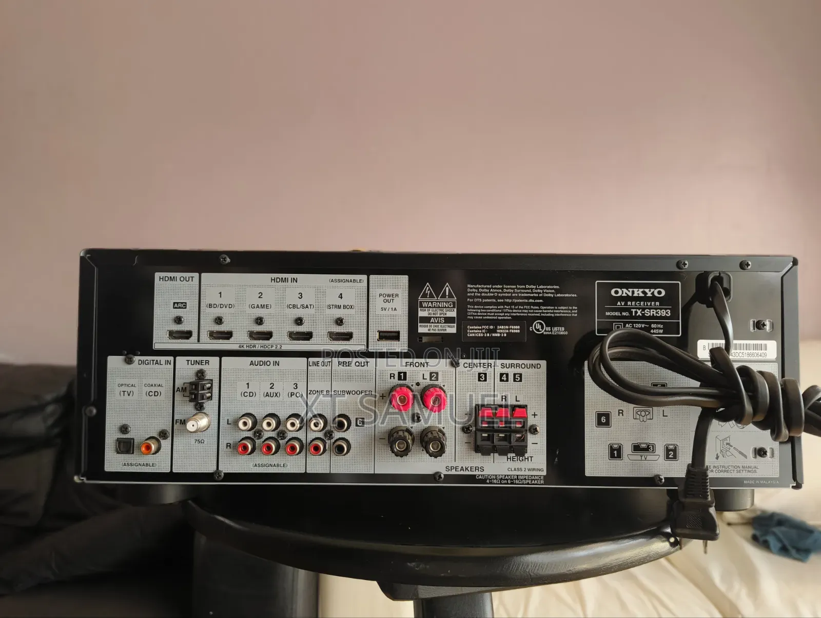 Onkyo Tx-Sr393 ,5.2-Channel a/v Receiver, Bluetooth for Wireless Strea