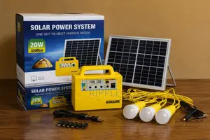 20w Solar Home Lighting Kit With 3 Led Bulbs USB Phone Charging
