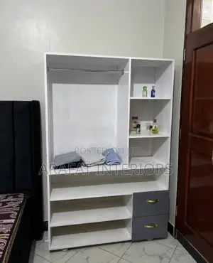 Stylish White Wardrobe With Hanging Space + Shelves + Drawers!