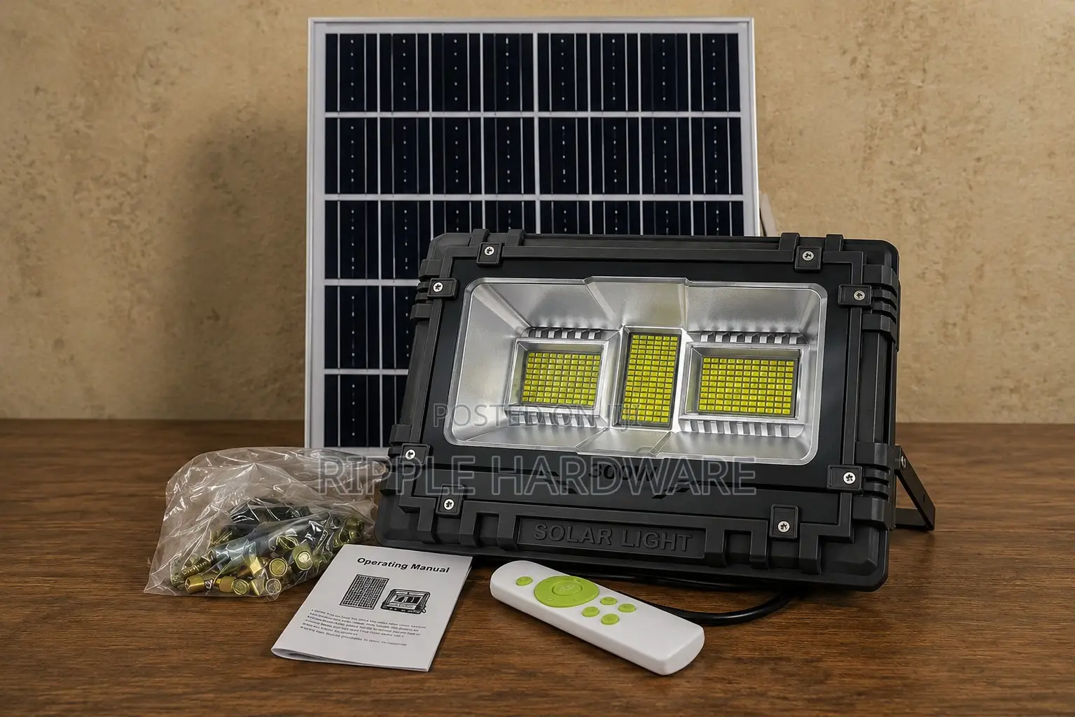 300w Solar Flood Light With Panel Remote Control Security Light