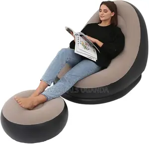 2-in-1 Lounge Folding Inflatable Portable Sofa Bed With Footsool