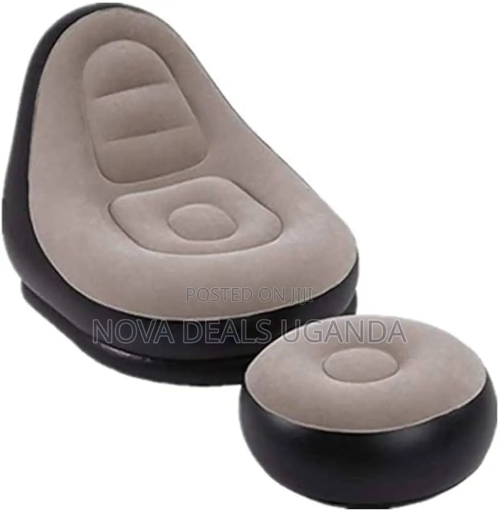 2-in-1 Lounge Folding Inflatable Portable Sofa Bed With Footsool