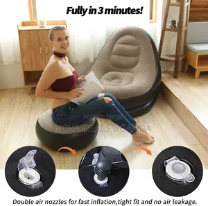 2-in-1 Lounge Folding Inflatable Portable Sofa Bed With Footsool