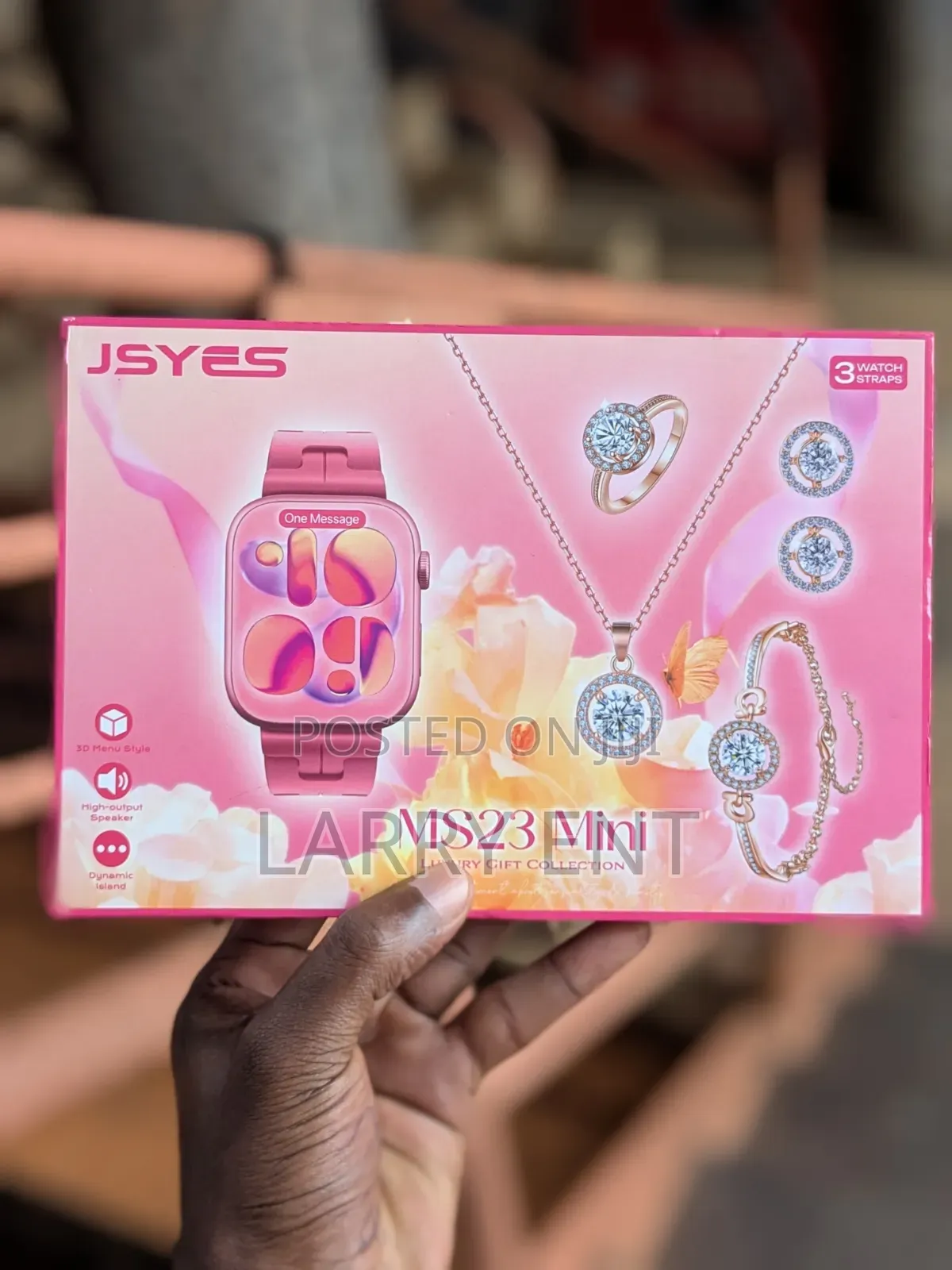 Jsyes Ms23 Mini Ladies Smartwatch Gift Set 3 Strap Jewelry Bundle Pink