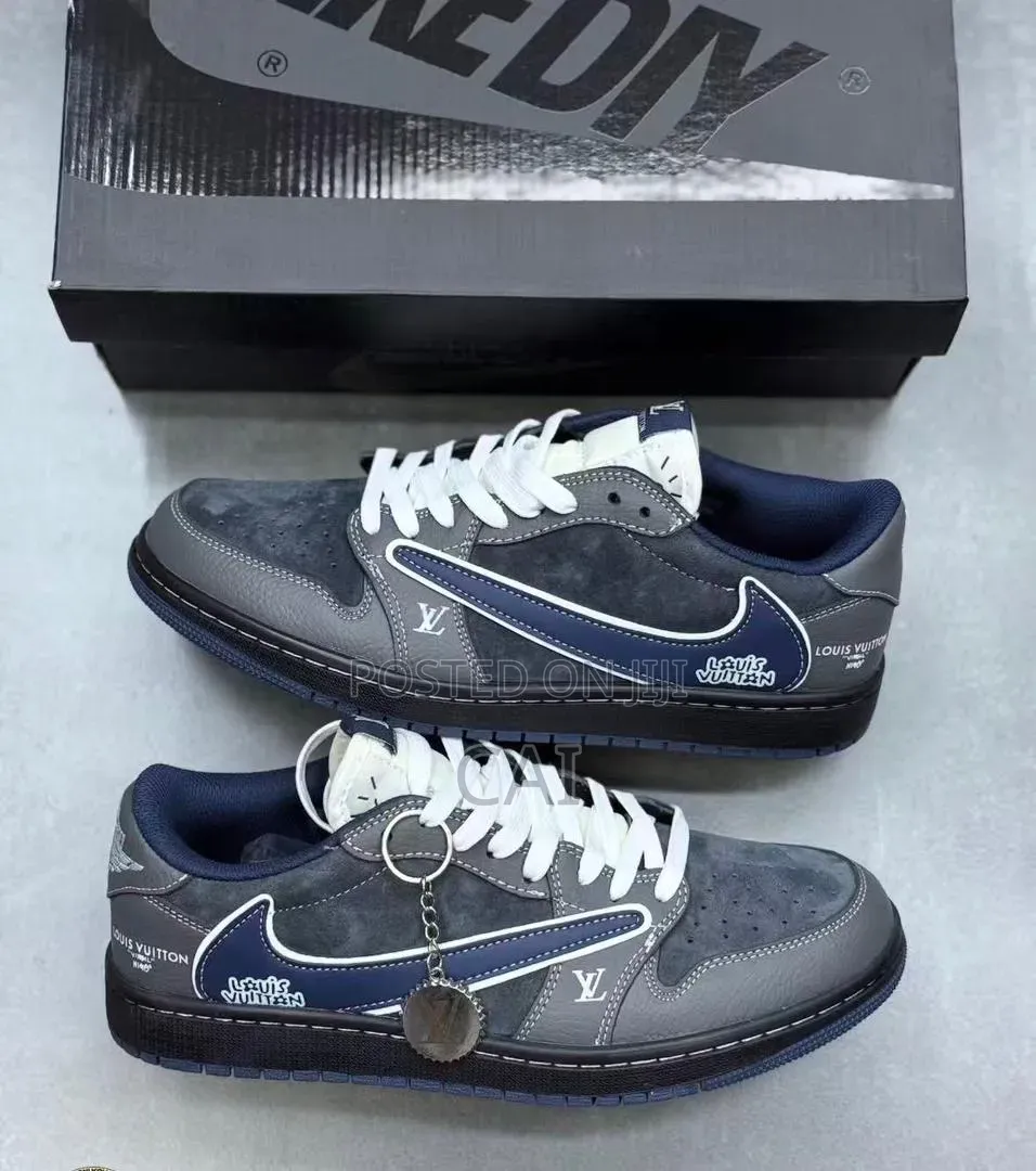 Customized Louis Vuitton X Travis Scott X Nike Air Jordan 1 Low Shoes.