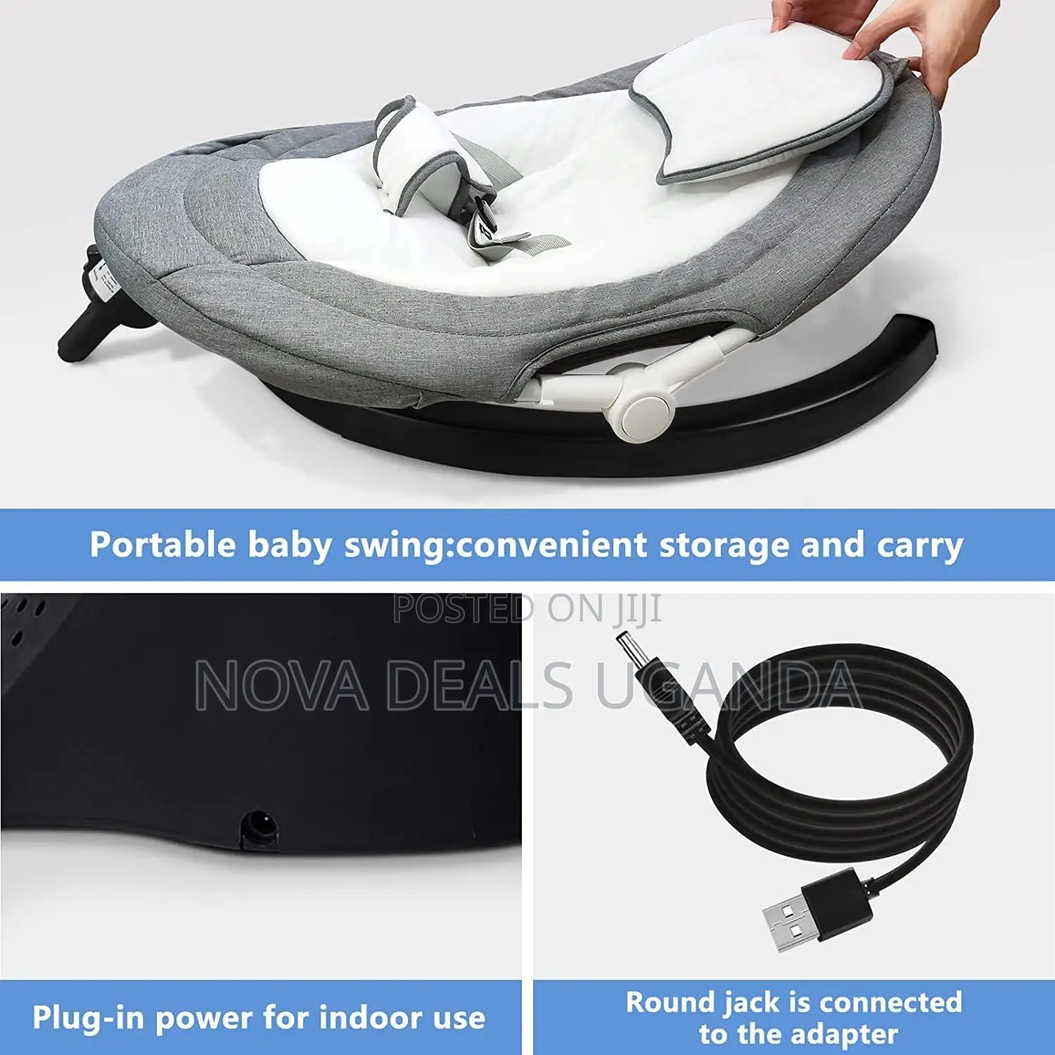 Infant Swing Electric Bluetooth Speaker for Newborns With Mosquito Net